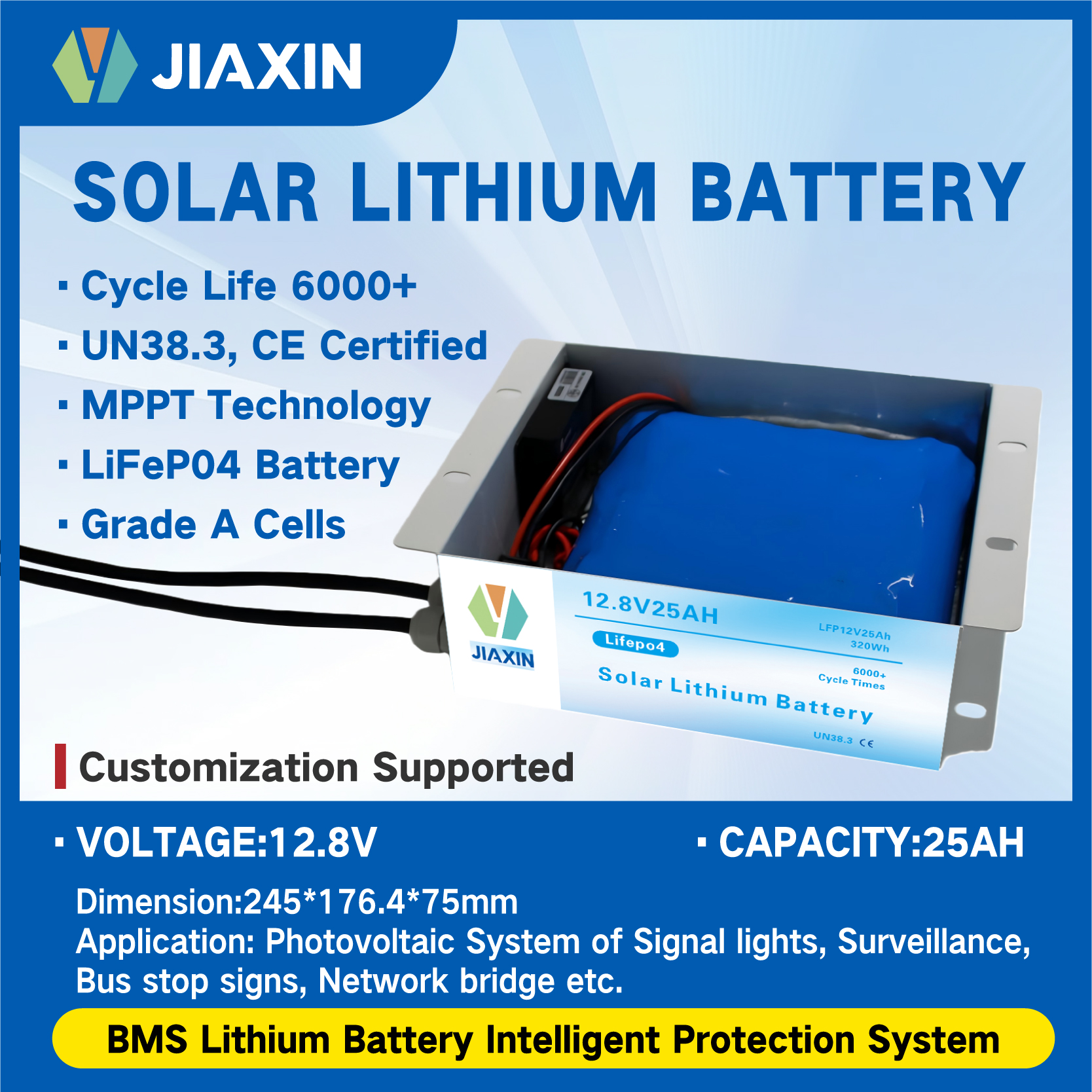 Solar Lithium Battery LFP 12V 25AH