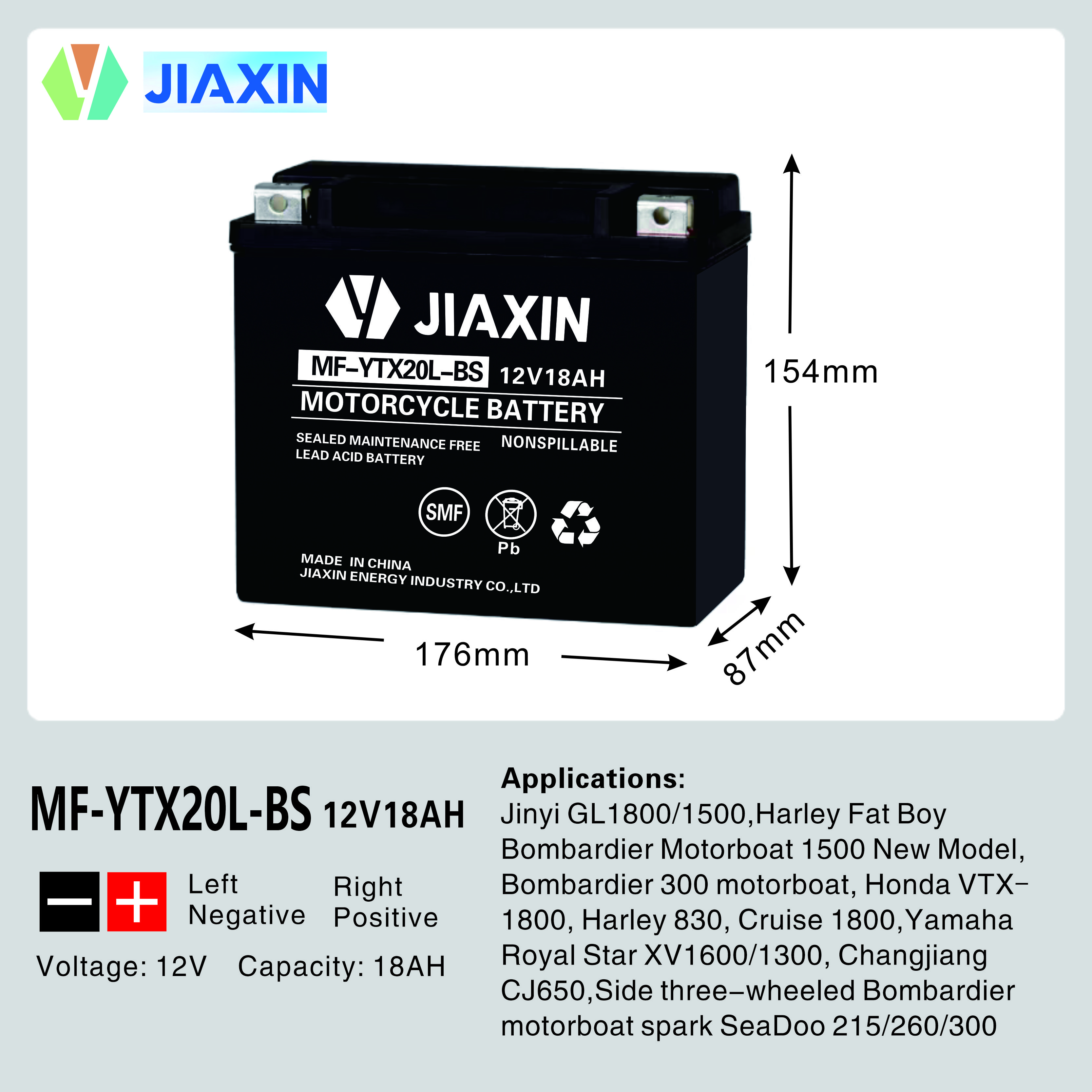 MF-YTX20L-BS 12V18AH